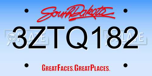3ZTQ182 South Dakota License Plate