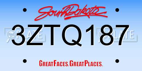 3ZTQ187 South Dakota License Plate