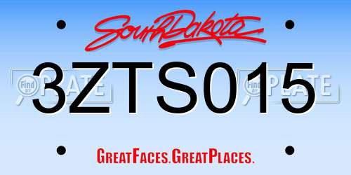 3ZTS015 South Dakota License Plate
