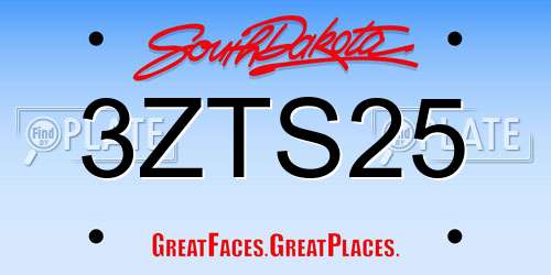 3ZTS25 South Dakota License Plate