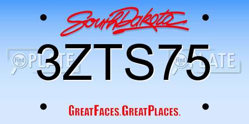 3ZTS75 South Dakota License Plate