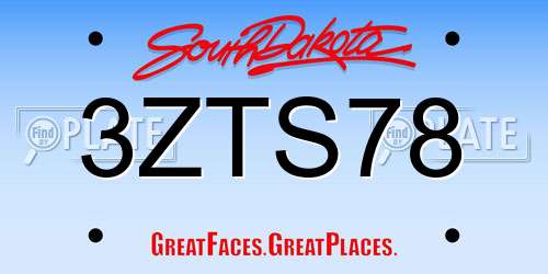 3ZTS78 South Dakota License Plate