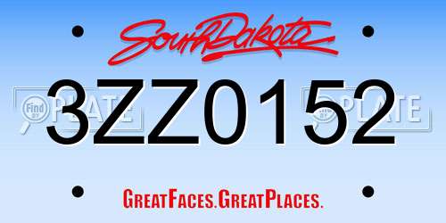 3ZZ0152 South Dakota License Plate