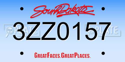 3ZZ0157 South Dakota License Plate