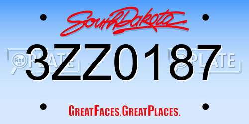 3ZZ0187 South Dakota License Plate
