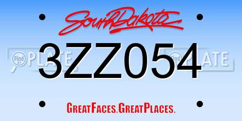 3ZZ054 South Dakota License Plate