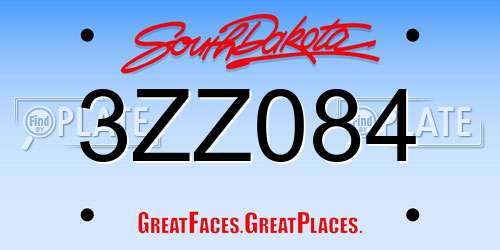 3ZZ084 South Dakota License Plate