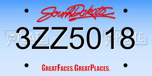 3ZZ5018 South Dakota License Plate