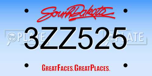3ZZ525 South Dakota License Plate