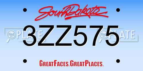 3ZZ575 South Dakota License Plate