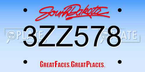 3ZZ578 South Dakota License Plate