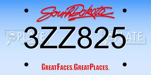 3ZZ825 South Dakota License Plate