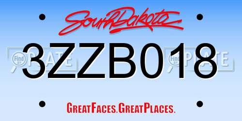 3ZZB018 South Dakota License Plate