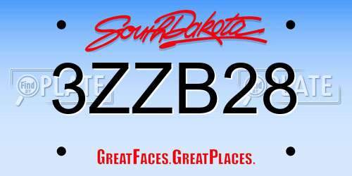 3ZZB28 South Dakota License Plate