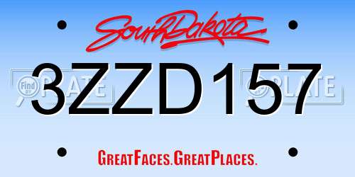 3ZZD157 South Dakota License Plate