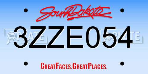 3ZZE054 South Dakota License Plate