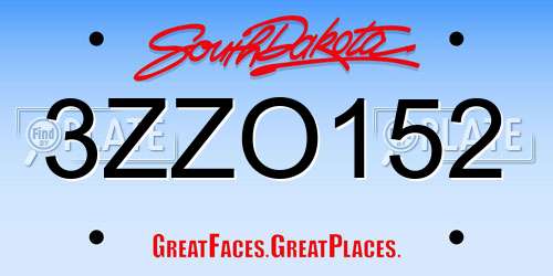 3ZZO152 South Dakota License Plate