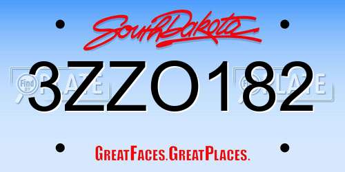 3ZZO182 South Dakota License Plate