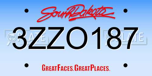 3ZZO187 South Dakota License Plate