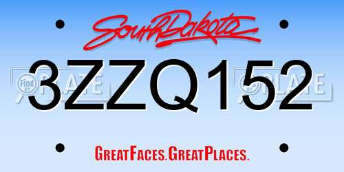 3ZZQ152 South Dakota License Plate