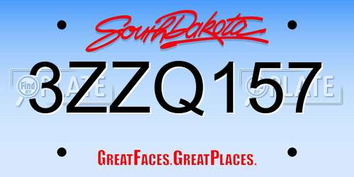 3ZZQ157 South Dakota License Plate
