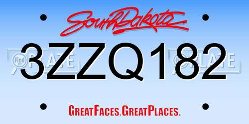 3ZZQ182 South Dakota License Plate