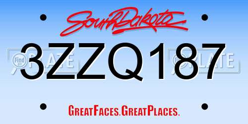 3ZZQ187 South Dakota License Plate