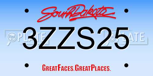 3ZZS25 South Dakota License Plate