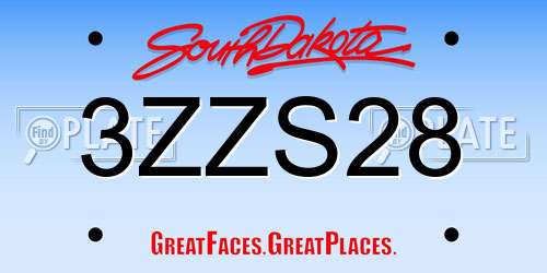 3ZZS28 South Dakota License Plate
