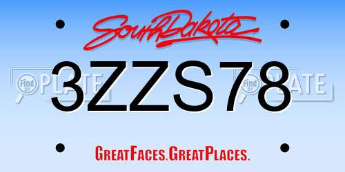 3ZZS78 South Dakota License Plate