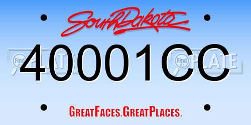 40001CC South Dakota License Plate