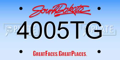 4005TG South Dakota License Plate