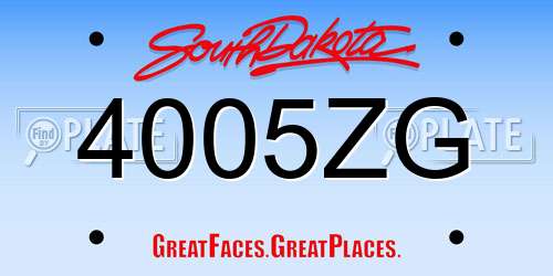 4005ZG South Dakota License Plate