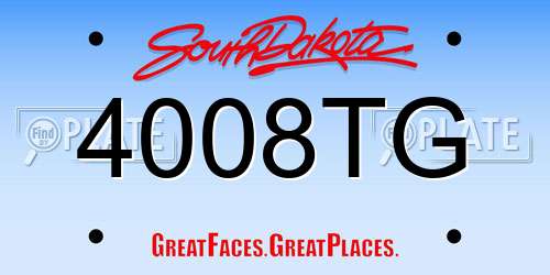 4008TG South Dakota License Plate
