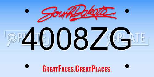 4008ZG South Dakota License Plate