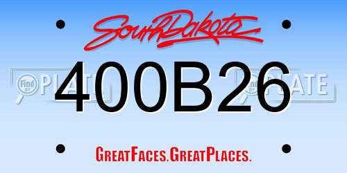 400B26 South Dakota License Plate