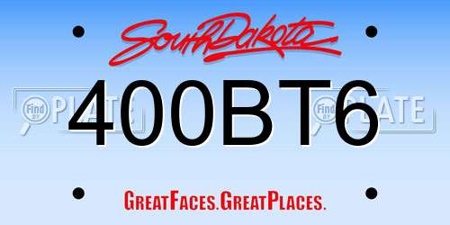400BT6 South Dakota License Plate