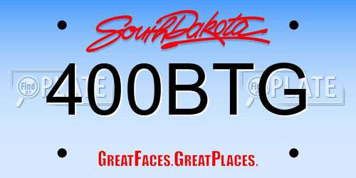 400BTG South Dakota License Plate