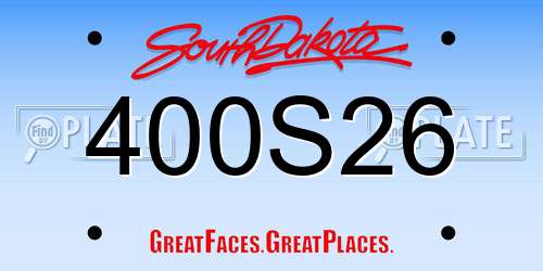 400S26 South Dakota License Plate