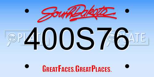 400S76 South Dakota License Plate