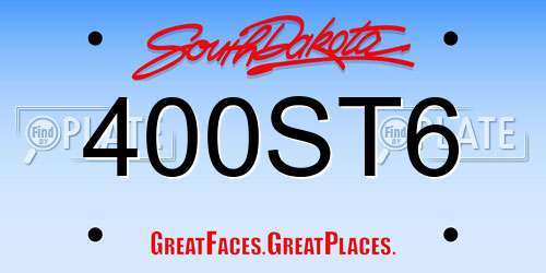 400ST6 South Dakota License Plate