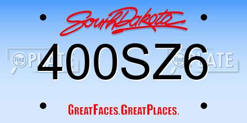 400SZ6 South Dakota License Plate