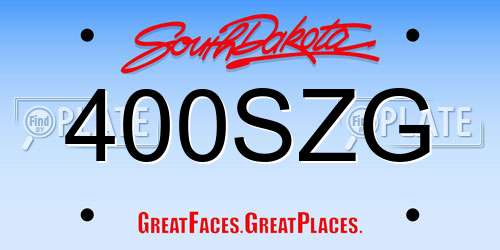 400SZG South Dakota License Plate