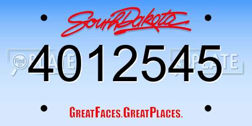 4012545 South Dakota License Plate