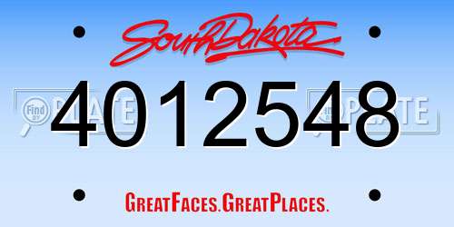 4012548 South Dakota License Plate