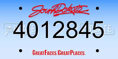 4012845 South Dakota License Plate