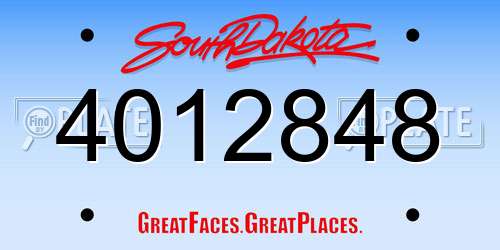 4012848 South Dakota License Plate