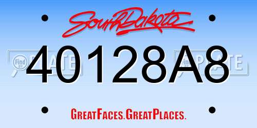 40128A8 South Dakota License Plate