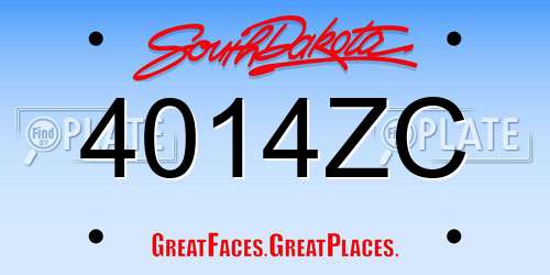 4014ZC South Dakota License Plate