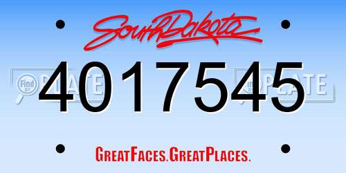 4017545 South Dakota License Plate